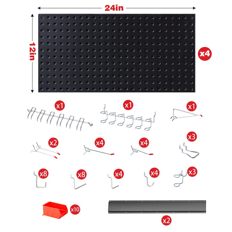 Ultrawall Pegboard Wall Organizer, Black Metal Pegboard Panels, Garage Storage