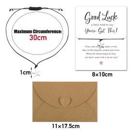 BOOMTOP Good Luck Bracelet Gifts You've Got This Wish Bracelet Adjustable Star Charm Bracelet with Card Envelop Make a Wish for Good Luck at University, New Job, Exams, College (Star)