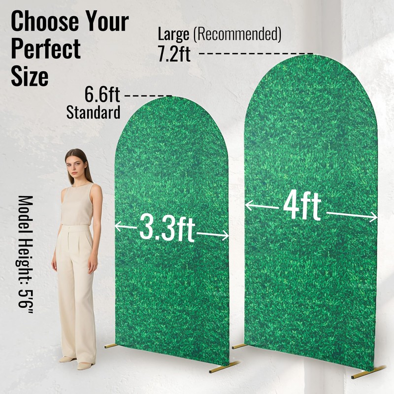 Party Village 7.2ft Green Leaf Pattern Spandex Fitted Wedding Arch