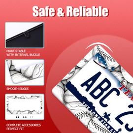 Baseball License Plate Frame Funny Ball License Plate Frames Stainless Steel Accessories Cars Decor with 2 Holes and Screws Fits Standard Us Ca Vehicles License Plate Holder Size 12.2 X 6 Inch