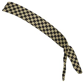 Checkerboard Vegas Gold & Black Elastic Tie Running Fitness Skinny Headbands Made In USA