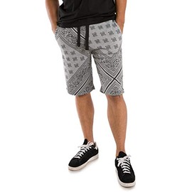 Vibes Men's Fleece Bandanna Printed Active Short 13" Inseam Drawstring Size XL