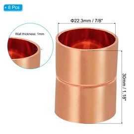 PATIKIL 7/8 Inch ID Copper Coupling Fittings, 8 Pcs Rolled Tube Stop Straight Pipe Fitting Welding Joint for HVAC Air Conditioning Plumbing Refrigeration