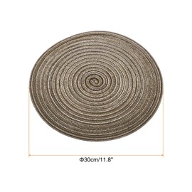 HARFINGTON 6pcs Round Braided Placemats 12" Non-Slip Round Table Mats for Dining Tables Washable Heat Insulation Woven Placemats Indoor Outdoor for Family Holiday Dinner, Brown