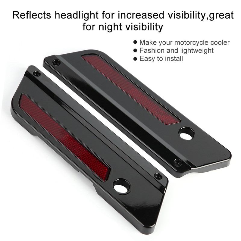 2pcs Motorcycle Saddlebag Latch Cover Reflectors for Glide Touring 94-17