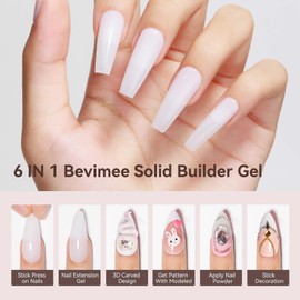 Bevimee Solid Builder Gel Non-Stick White Hard Gel for Nails, Multifunctional Builder Nail Gel as Gel Nail Glue for 3D Sculpting, Ideal for DIY Gel Nail Art at Home18g (0.63oz)