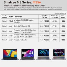 Smatree Hard EVA Protective Sleeve Case with Stand Compatible for 14 inch ASUS Vivobook 14X OLED Laptop (K3405) Laptop, Acer Swift 14 AI Copilot+ PC, Acer Predator Triton 14 (MS56)