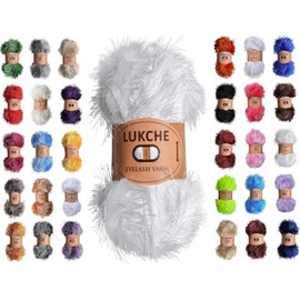 Lukche Eyelash Fun Fur Yarn Premium 100% Polyester 164 Yds (150 Mt), 3.53 Oz (100 Gr) Colorful Crochet Yarn Dıy Hand Knitting. (Ecru, 1 Skein)