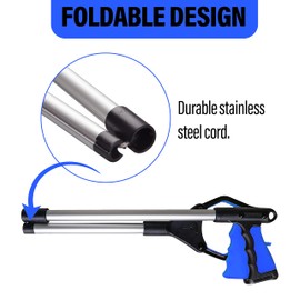 HATAF® 32inches Litter Pickers for Adults, Grabber Stick, Helping Hand Grabbers for Disabled, Foldable Litter Pickers for Children Rotating Head 360 Degree Reaching Aids (32" Blue)