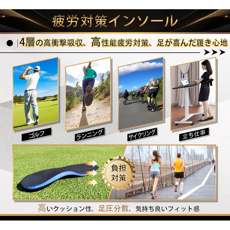 Insole, Supervised by Physical Therapists, 4-Layer Shock Absorption Structure, Arch