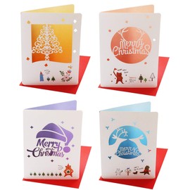 Merry Christmas Greeting Cards, ALXCD 12 Pcs Foldable Small Size (14cm * 10cm) Delicate Greeting Cards & Envelopes for Christmas, Pack of 12, 3X4 Hollow out design