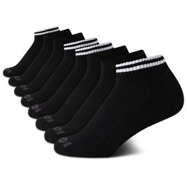 AND1 Boys' Socks - Athletic Cushion Quarter Cut Socks (8 Pack), Size Small-Medium, Solid Black