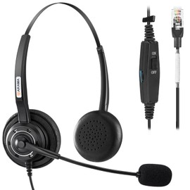 Arama RJ9 Telephone Headset with Microphone Noise Cancelling, Office Phone Headset Work for Polycom VVX410 VVX411 Avaya 1408 Mitel 5312 ShoreTel Alcatel Lucent NEC Fanvil Landline Phones