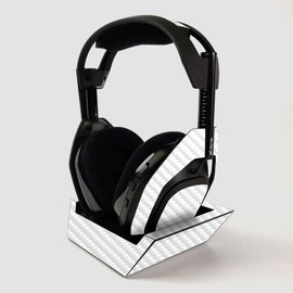 MightySkins Carbon Fiber Skin For ASTRO Gaming A50 Wireless Headphones + Base Station - Solid White | Protective, Durable Textured Carbon Fiber Finish | Easy To Apply | Made in the USA