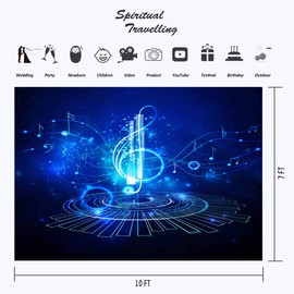 Music Night Backdrop Blue Photography Backgrounds Starlight Picture for Photo Booth Backdrops Kids Children Theme Party Backdrop YouTube Video Background Props 10X7FT KST017