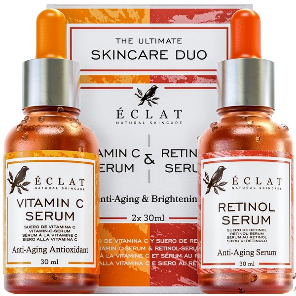 Facial Serums Skin Care Set: Vitamin C Serum + Retinol for Face Serum - Anti Aging Face Serum for Women and Men, Day and Night Serum, Retinol Serum for Face, Vitamin C Serum for Face