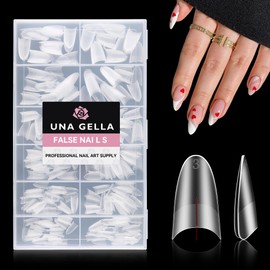 UNA GELLA UNA GELLA Medium Almond Gel Nail Tips 504pcs Full Matte Soft Gel Almond Shape Nail Tips Half Cover Clear Gel x Tips for Nail Art Press On Nails, Almond Fake Nails 12 Sizes, Nail Extensions