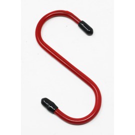 fiXte Plasic Coated S Hooks Rubber Ends Storage Kitchen Garage Shed Stall 100mm Pack of 2, Red