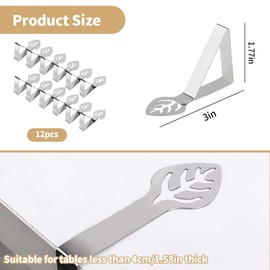 Eidoct 12PCS Table Cloth Holder Clips for Outside Inside Table, Leaf Shape Picnic Table Cover Clamps Tablecloth Clip Large Stainless Steel Decorative Cover Clamp for Party Wedding Restaurant Camping