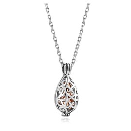 BOPREINA Cremation Urn Necklace with Hollow Flower Teardrop Keepsake Urn Cremation Jewelry Stainless Steel Memorial Lockets Pendant Ashes Holder for Women Men Pet Lover