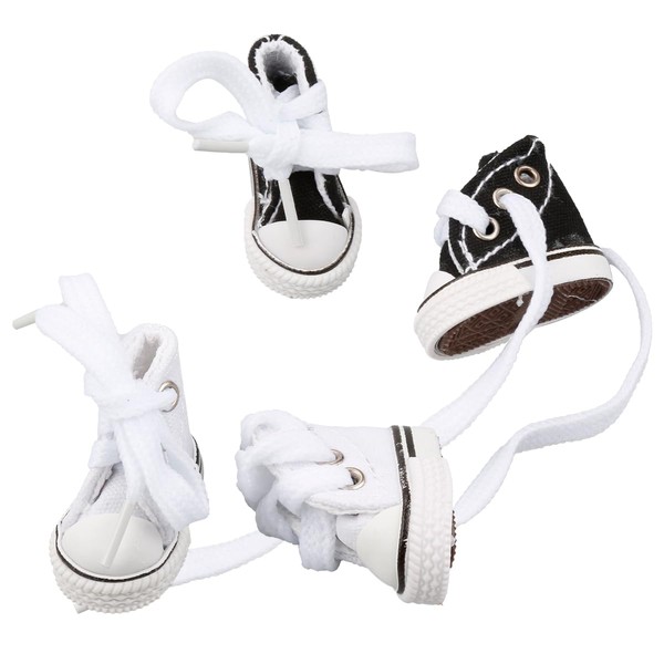 2 Pairs Mini Finger Shoes,Fingerboard Skateboard Shoes for Finger Toys(Black&White)