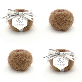 Knitberty Wovy Fancy Premium Soft Hair Sparkling Fluffy Merino Wool Lurex Nylon Blend 1 Ply DK Yarn for Knitting Crochet Multicolor 200G (Coffee, 200G)