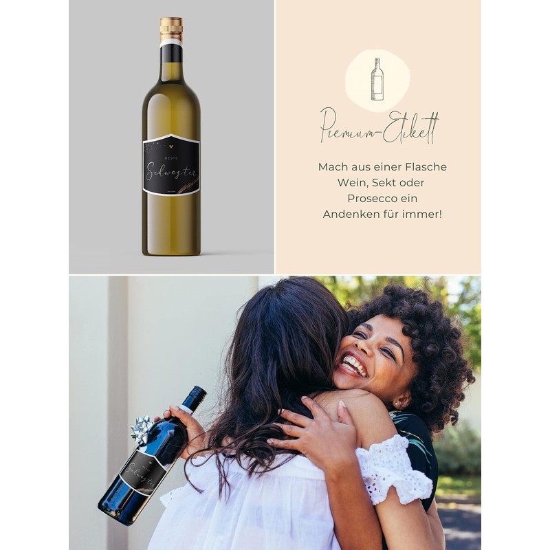 JoliCoon Best Sister Gift - Bottle Label - 9.3 x