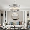 Saint Mossi Black Drum Chandelier Light Fixture, Doule Layer Middle