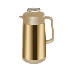 PortableAnd 34oz Double Vacuum Insulation Large Silicone French Press Coffee Maker, Metal Stainless Steel, Matte Black, Perfect for Camping, Travel, and At-Home Use (Light Gold)