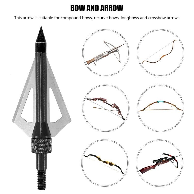 12pcs Archery Bow Hunting Tips Arrow Heads Screw 100 Grain