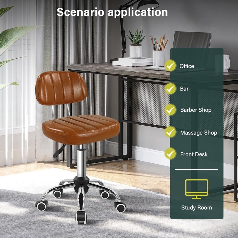 BFTOU Square Swivel Stool with Wheel for Work SPA Shop
