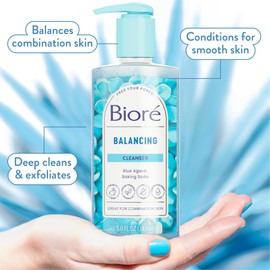 Bioré Balancing Face Wash, Cleanser For Combination Skin, PH Balanced Face Cleanser, Vegan, Cruelty Free 6.77 Oz, Pack of 3 | Bioré