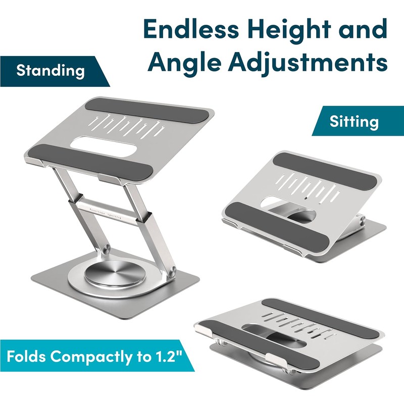 Lifelong 360 Rotating Ergonomic Laptop Stand for Desk, Laptop Riser