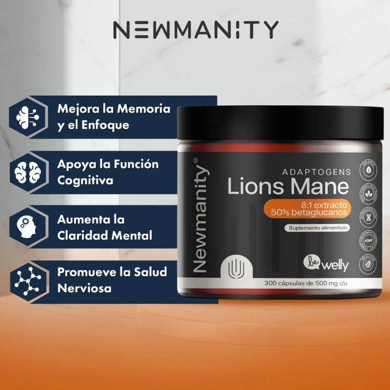Lions Mane Melena De Leon 81 Extracto Newmanity 300 Caps