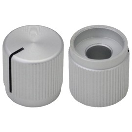6mm Round Hole 15mm Short Solid Aluminium Control Knob for HiFi Volume Pack of 2 (Silver)