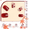 BFY Fall Press on Nails Short Square Fake Nails, Red