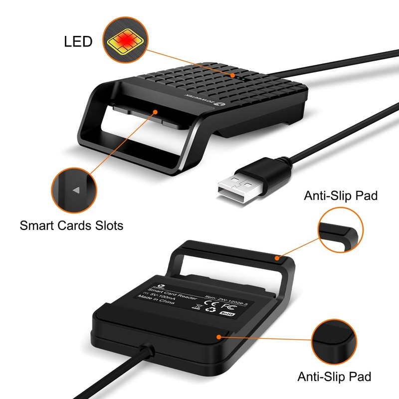 ZOWEETEK Smart Card Reader, CAC Card Reader Military, Compatible with