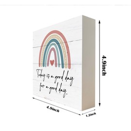 Inspirational Wood Signs, Wooden Box Sign Desk Decor, Positive Thinking Sign, Office Decor, Freestanding Decoration for Home Farmhouse, Housewarming Gift, Today is a Good Day for a Good Day