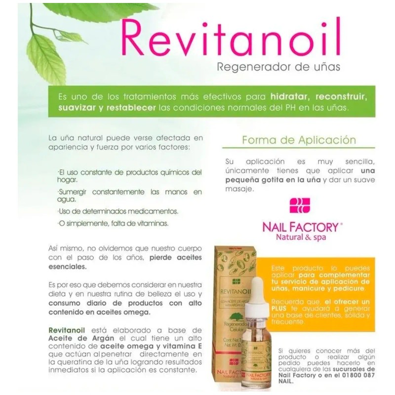 Aceite Revitalizante Uñas , 1/2 Oz Revitanoil , Nail Factory
