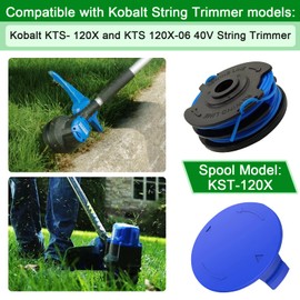 VinneMOO KST-120X Replacement Trimmer Spool Line Compatible with Kobalt 40-Volt Kobalt KST 120X-06,String Trimmer spool 20 Ft 0.065-inch, 12Pack(10 Spool + 2 Cap)