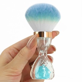 Ruetail Nail Dust Brush for Acrylic Nails,Soft Brush Nail Art Dust Powder Remover Brushes,Manicure Brush Clean Up Tools for Home Use or Salon Nail Art Brush(Hourglass Blue)