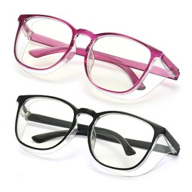 ALWAYSUV Pack of 2 Safety Glasses Anti-Fog Blue Light Blocking Glasses for Women Men Safety Glasses UV400 Safety Glasses