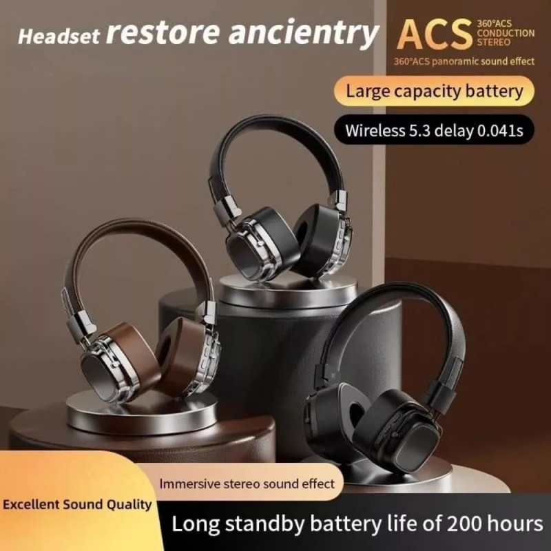 Retro Bluetooth On-Ear Headset with Microphone,Ste