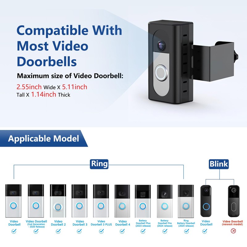 KIMILAR Anti-Theft Video Doorbell Mount Compatible with Ring/Blink Wireless Video
