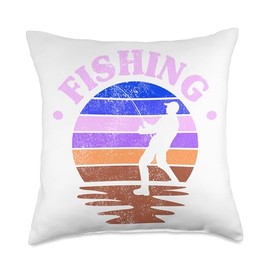 Angler, Fischer, Angel Fish Fish Outifts And Gifts Angel, Angler Fisherman Outfit Bass Fishing Throw Pillow, 18x18, Multicolor