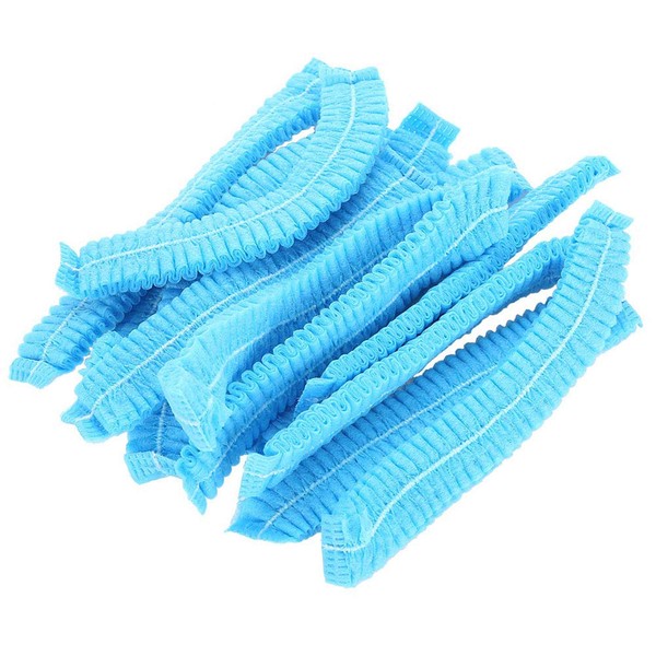 100 Pack 21" Disposable Nonwoven Bouffant Caps Hair Net for Hospital Salon Spa Catering and Dust-free Workspace (blue)
