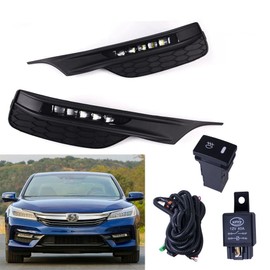 SixBuys New Pair LED Fog Lights Lamps For Honda Accord 2016-2017 With Covers & Switch and Wiring Kit Replaces HO2592142, HO2593142,33900-T2A-A21,33950-T2A-A21, 71102-T2F-A61,71112-T2F-A61