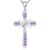 YL Women's Cross Necklace Sterling Silver Infinity Pendant Created Amethyst