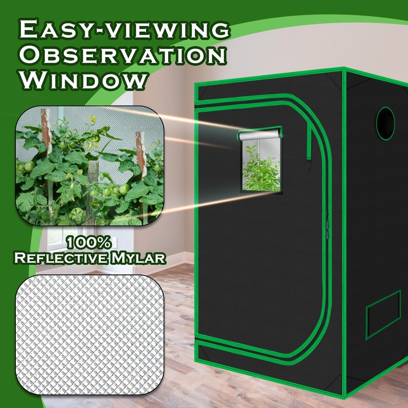 Green Hut Grow Tent 32"x32"x63", High Reflective Mylar Dark Room