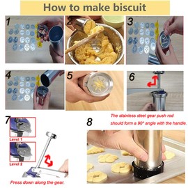 YOOUSOO Cookie Press Maker Kit, Spritz Cookie Maker Machine For Baking, For DIY Biscuit Maker and Decoration with 20 Cookie Discs and 4 Piping Tips (Stainless Steel)